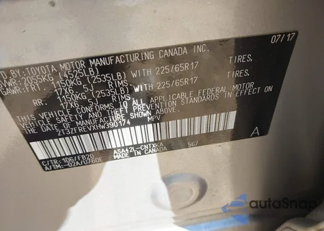 2017 Toyota Rav4 Le from USA, damaged, VIN 2T3ZFREVXHW390174